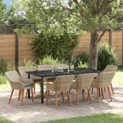vidaXL Matgrupp 9 pcs Ljusgrå Poly rattan
