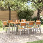 vidaXL Trädgårdsmöbelset 9 pcs Grå och brun 200 x 90 x 75 cm