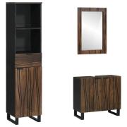 vidaXL Badrumsmöbelset med låda 3 pcs Valnötsbrun 38 x 33 x 160 cm