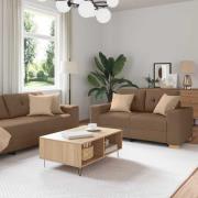 vidaXL Soffset med kudde med kudde 2 pcs Brun 221 x 78 x 80 cm Tyg