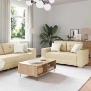 vidaXL Soffset med kudde med kudde 2 pcs Kräm 221 x 78 x 80 cm Tyg