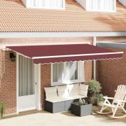 vidaXL Utfällbar markis Vinröd 350 x 200 cm Polyester och aluminium