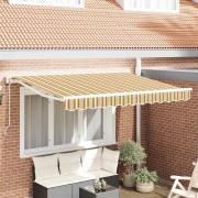vidaXL Utfällbar markis Flerfärgad rand 350x200 cm tyg