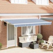 vidaXL Utfällbar markis Blå och Vit 400x200 cm tyg