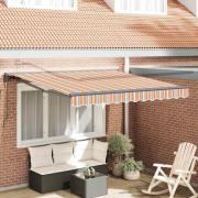 vidaXL Utfällbar markis Flerfärgad rand 300x250 cm tyg