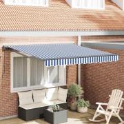 vidaXL Utfällbar markis Blå och Vit 350x250 cm tyg