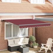 vidaXL Utfällbar markis Burgunder Röd 350x250 cm tyg