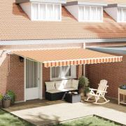 vidaXL Utfällbar markis Gul, Orange. 450 × 350 cm Tyg, Metall