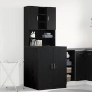 vidaXL Tvättmaskinskåp 2 pcs Svart Ek 70,5 x 71,5 x 181,5 cm