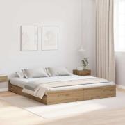 vidaXL Förvaringssängram Artisan Ek 200 x 200 cm Konstruerat trä