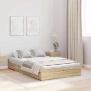 vidaXL Förvaringssängram Sonoma-ek 120 x 190 cm Konstruerat trä
