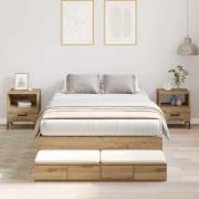 vidaXL Förvaringssängram med låda Artisan Ek 120 cm Konstruerat trä