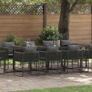 vidaXL Trädgårdsmöbelset 11 pcs Svart Stål