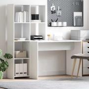 vidaXL Skrivbord med hylla Vit 138.5 x 55 x 143 cm Konstruerat trä