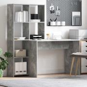 vidaXL Skrivbord Betonggrå 138,5 x 55 x 143 cm Konstruerat trä