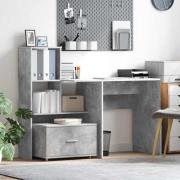 vidaXL Skrivbord Betonggrå 131.5 x 50 x 106.5 cm Konstruerat trä