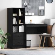 vidaXL Skrivbord med förvaring med låda 2 pcs Svart ek 80 x 40 x 76 cm