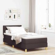 vidaXL Bäddfjäder med kudde med huvudgavel Mörkbrun 90 x 200 cm tyg