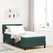 vidaXL Bäddfjäder med huvudgavel Mörkgrön 190 x 90 cm Sammet