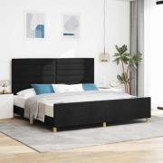 vidaXL Sängram med huvudgavel Svart 200 x 200 cm tyg