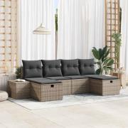 vidaXL Trädgårdsoffset med kudde 6 pcs Grå 55 x 62 x 69 cm Poly rattan