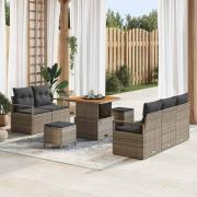 vidaXL Trädgårdsoffset med kudde 8 pcs Grå Poly rattan