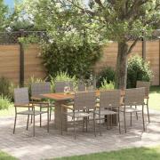 vidaXL Trädgårdsmöbelset 9 pcs Grå 190 x 80 x 75 cm konstrotting