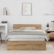 vidaXL Sängram Artisan Ek 193 x 125 x 70 cm Konstruerat trä