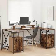 vidaXL Skrivbord Rökfärgad ek 182 x 101 x 87.5 cm Konstruerat trä