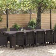 vidaXL Trädgårdsmöbelset 13 pcs Brun Poly rattan