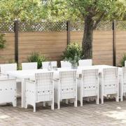 vidaXL Trädgårdsmöbelset med kudde 13 pcs Vit Poly rattan och Bomull