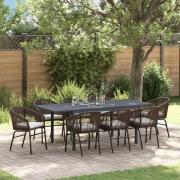 vidaXL Trädgårdsmöbelset 9 pcs Brun Poly rattan