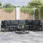 vidaXL Trädgårdsoffset med kudde 6 pcs Svart Aluminium