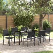vidaXL Trädgårdsmöbelset 7 pcs Svart Poly rattan