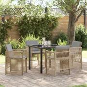 vidaXL Trädgårdsmöbelset 5 pcs Beige Poly rattan