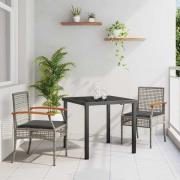 vidaXL Trädgårdsmöbelset 3 pcs Grå konstrotting