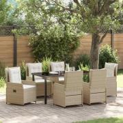 vidaXL Trädgårdsmöbelset 7 pcs Beige konstrotting