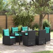 vidaXL Trädgårdsmöbelset 7 pcs Svart Poly rattan