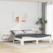 vidaXL Sängram med huvudgavel Vit 200 x 200 cm Massiv furu
