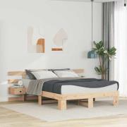 vidaXL Sängram med huvudgavel Brun 160 x 200 cm Massiv furu