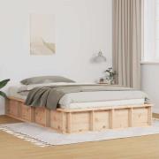vidaXL Sängram Brun 135 x 190 cm Massiv furu