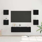 vidaXL TV-bänkset Väggmonterad 6 pcs Svart ek Medium 120 x 30 x 30 cm