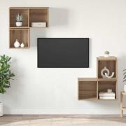 vidaXL TV-bänkset Väggmonterad 4 pcs Artisan Ek Konstruerat trä