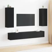 vidaXL TV-byråer 5 pcs Svart Ek Medium Konstruerat trä