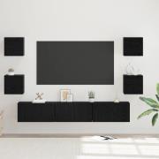 vidaXL TV-bänkset Väggmonterad 7 pcs Svart ek Medium 180 x 30 x 30 cm