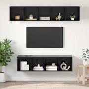 vidaXL TV-bänkset Väggmonterad 4 pcs Svart ek Konstruerat trä