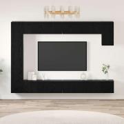 vidaXL TV-bänkset 9 pcs Svart ek 100 x 30 x 30.5 cm Konstruerat trä