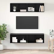 vidaXL Vägg TV Skåp 4 pcs Svart ek 37 x 37 x 72 cm Konstruerat trä