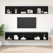 vidaXL TV-bänkset 4 pcs Svart Ek 37 x 37 x 107 cm Konstruerat trä