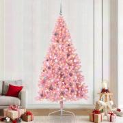 vidaXL Julgran med dekorativa strängljus Rosa 240 cm PVC
